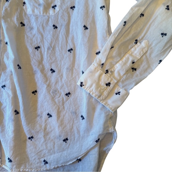 Grayson The Hero Button Down Shirt Palm Tree Print White Navy Size 5 XL - Picture 6 of 11